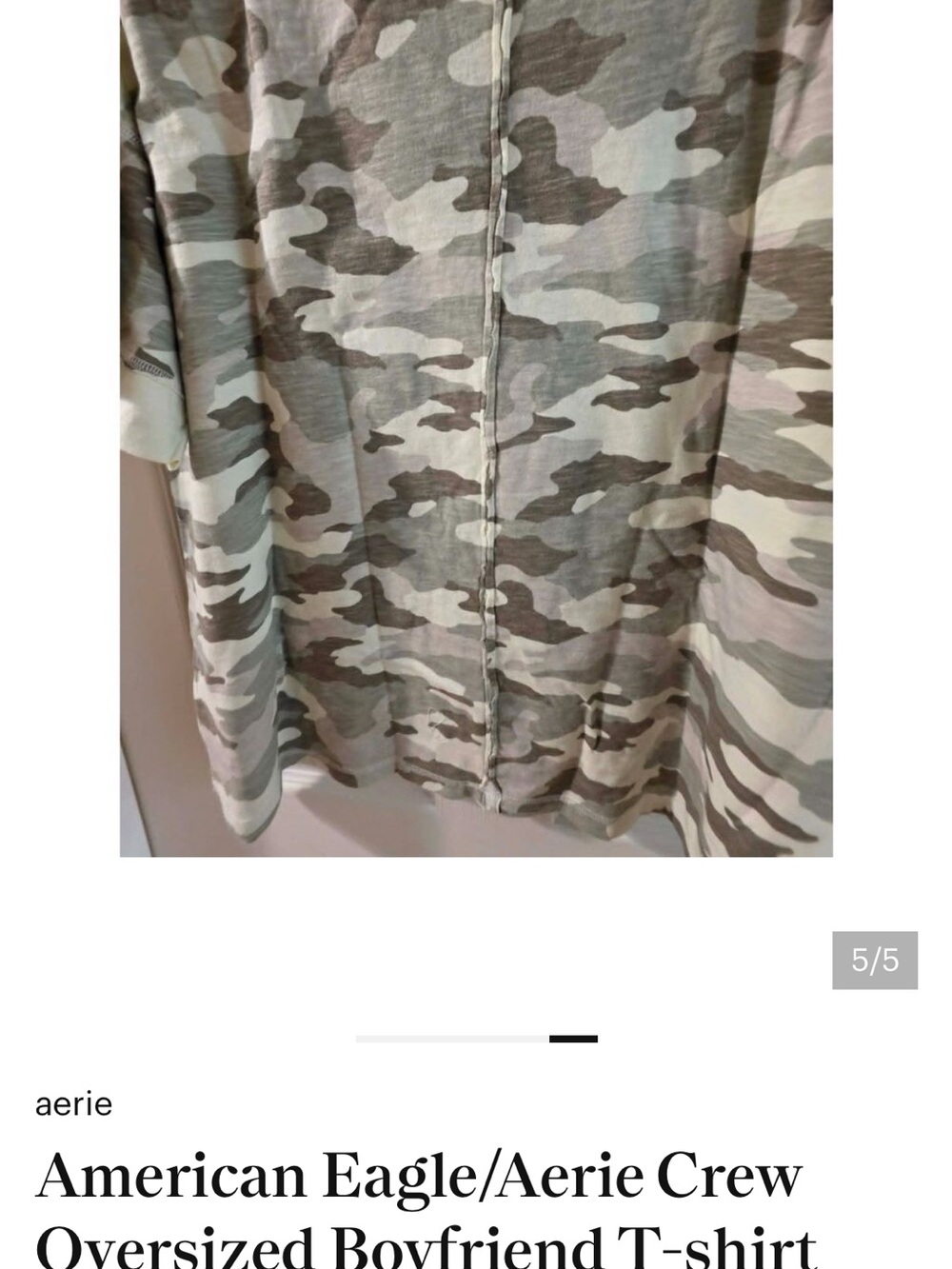 Aerie Oversized Crew Neck  Camo Tee - Green, Cream, Tan - Picture 5 of 5